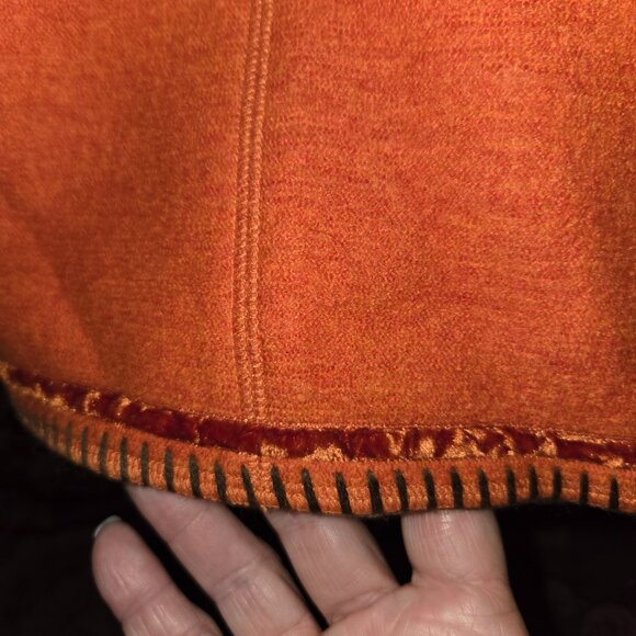 Basler Jeans Orange Viscose Beaded Embroidered Velvet Trimmed Blazer Size 44 - Picture 6 of 12